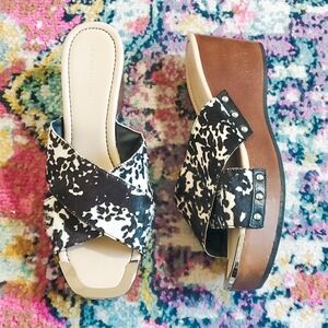 Donald J Pliner Cow Print Carra Wedge Platform Sandals